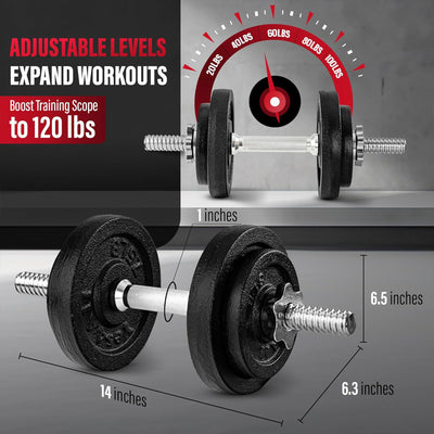 Adjustable Dumbbell Set w Connectors, Weight Plates and Lock Collars (Open Box)