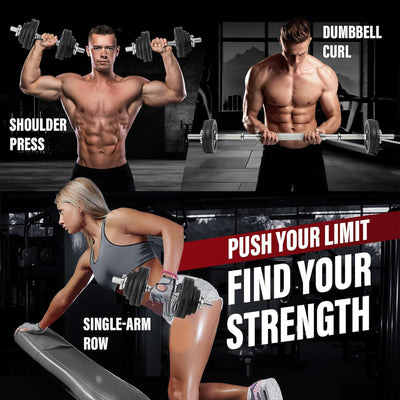 Adjustable Dumbbell Set w Connectors, Weight Plates and Lock Collars (Open Box)