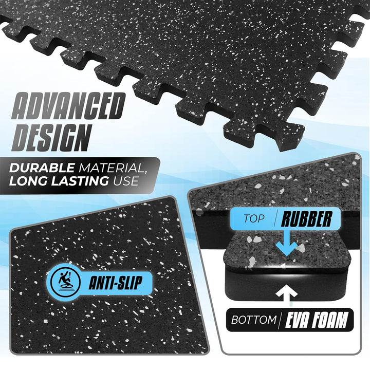 Yes4All Interlocking Foam Exercise Mat, 0.56" Thick, 24"x24", 48 Sq Ft, Black - VMInnovations
