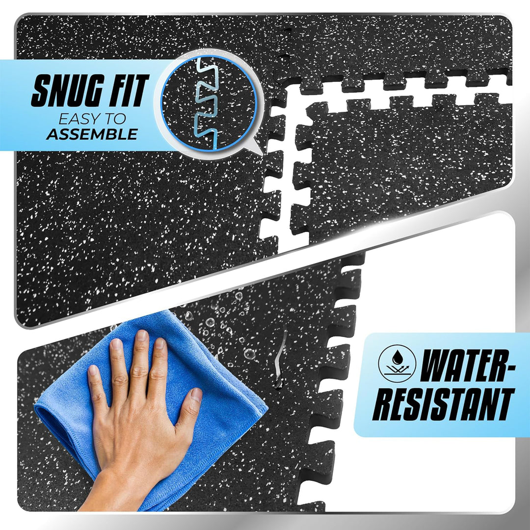 Yes4All Interlocking Foam Exercise Mat, 0.56" Thick, 24"x24", 48 Sq Ft, Black - VMInnovations