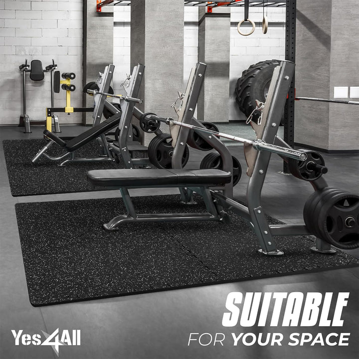 Yes4All Interlocking Foam Exercise Mat, 0.56" Thick, 24"x24", 48 Sq Ft, Black - VMInnovations