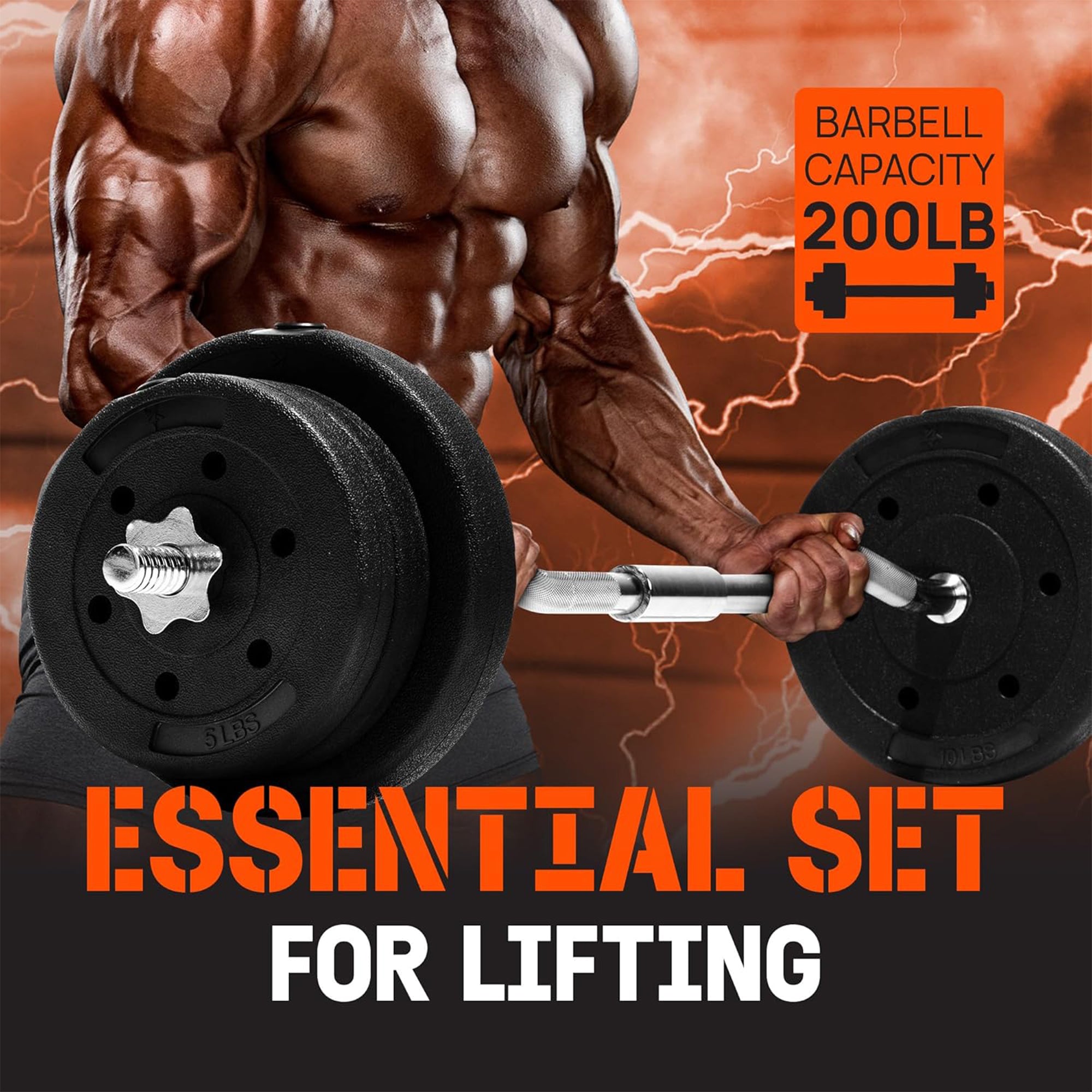 Yes4All 1" Barbell Strength Training Weight Set with (2) 10lb and (4) 5lb Plates