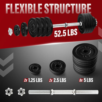Yes4All Adjustable Dumbbell Set with Connectors, Plates & Lock Collars(Open Box)