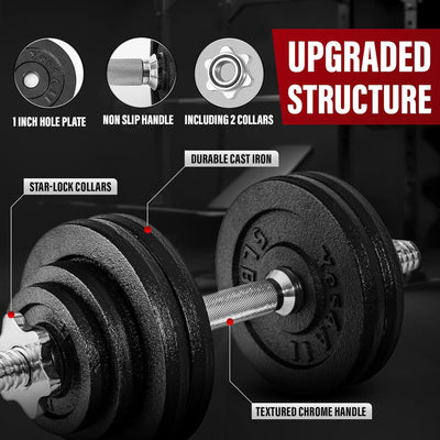 Yes4All Adjustable Dumbbell Set with Connectors, Plates & Lock Collars(Open Box)