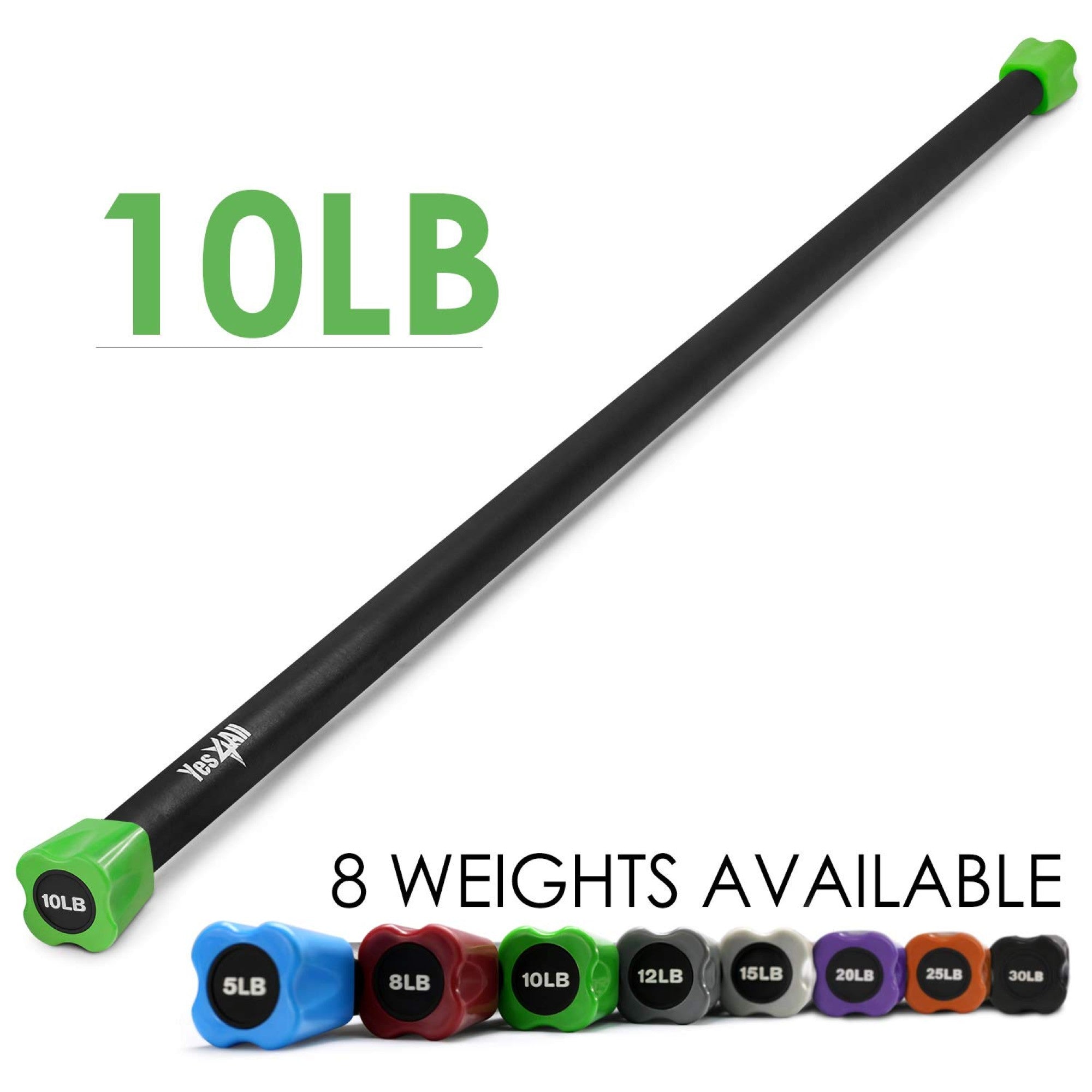 Yes4All Total Body Workout Bar for Strength Training, Set of 10, 15,20 lbs(Used)