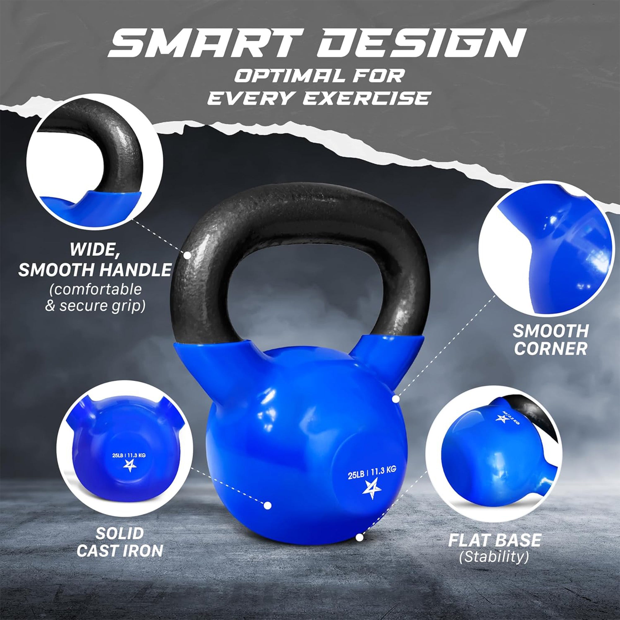 Yes4All 25LBS Kettlebells,1 Pair Vinyl Coated Cast Iron Home Weights (Open Box)