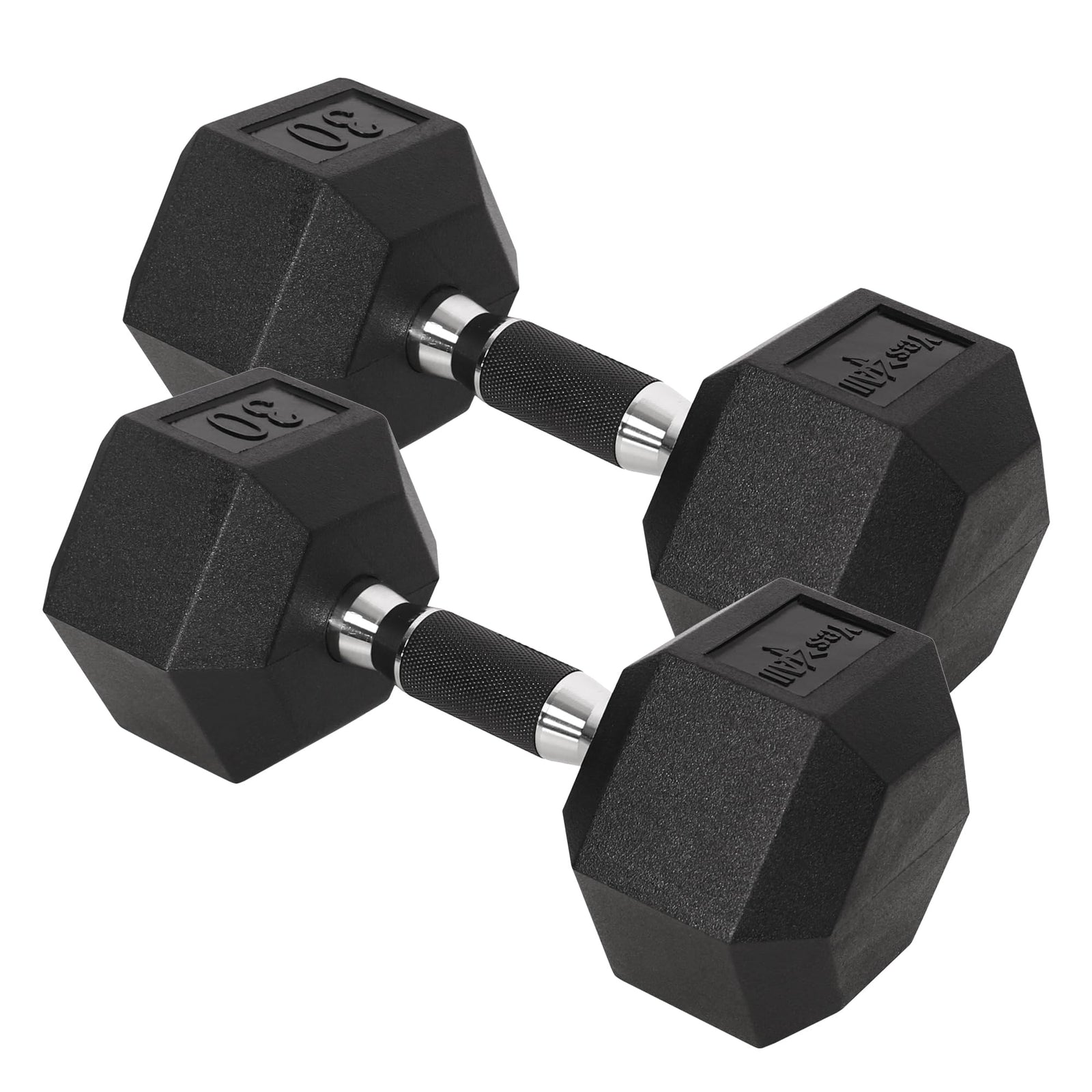 Yes4All Cast Iron Hex Dumbbells with Rubber Grip and Coating, 30 Pound Pair - VMInnovations