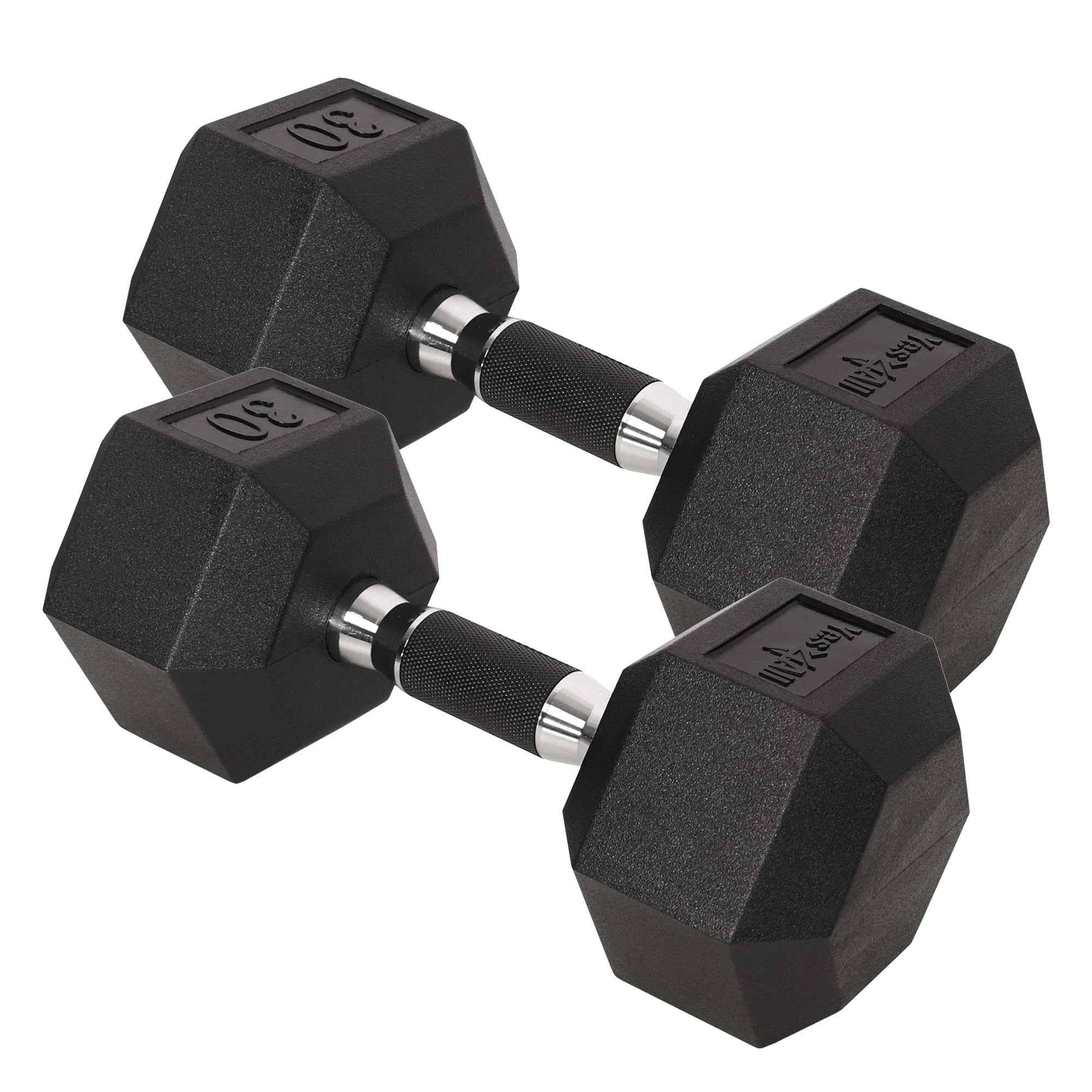 Yes4All Cast Iron Hex Dumbbells with Rubber Grip and Coating, 30 Pound Pair - VMInnovations