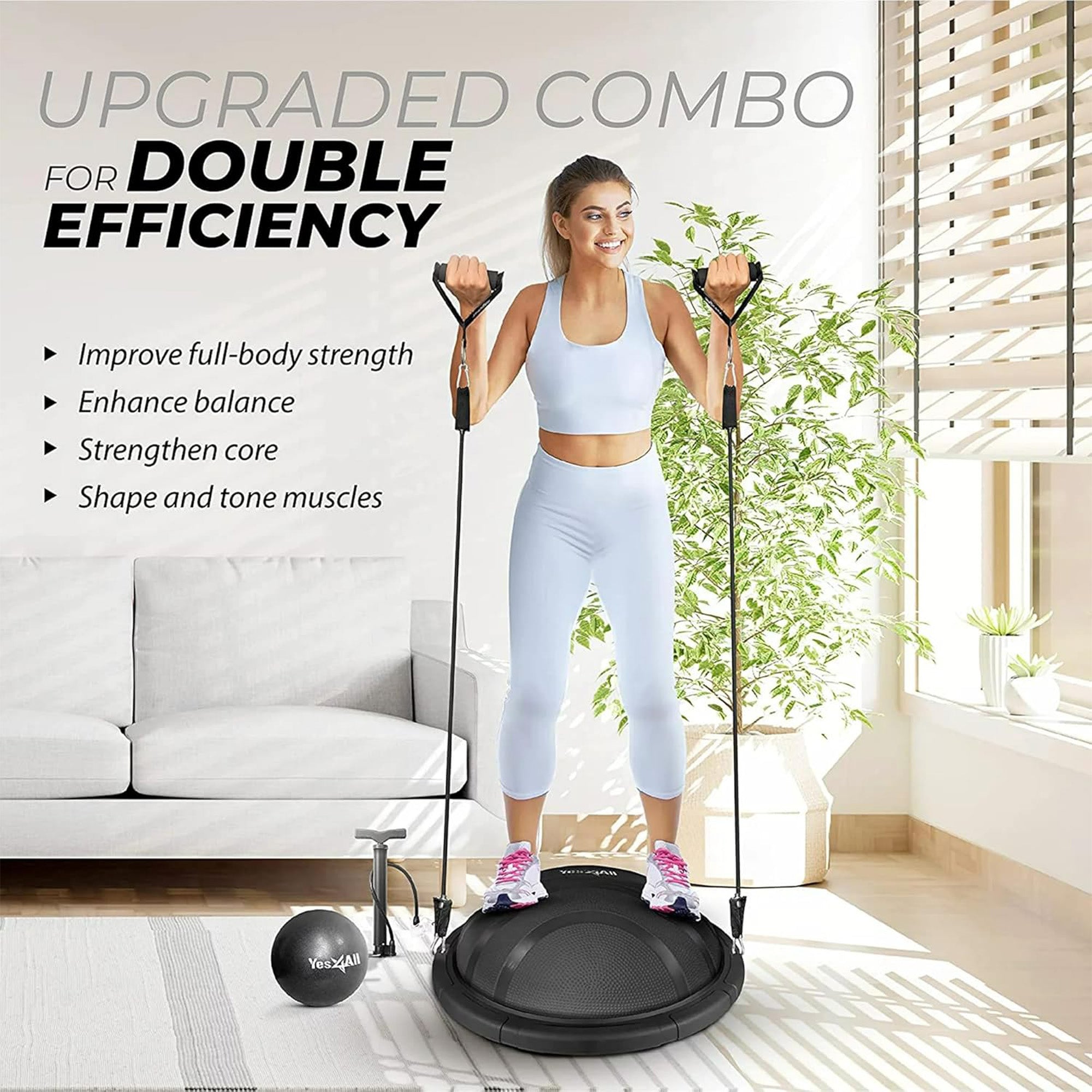 Yes4All Half Ball Balance Trainer for Full Body Workouts, 880 lb Capacity, Black - VMInnovations