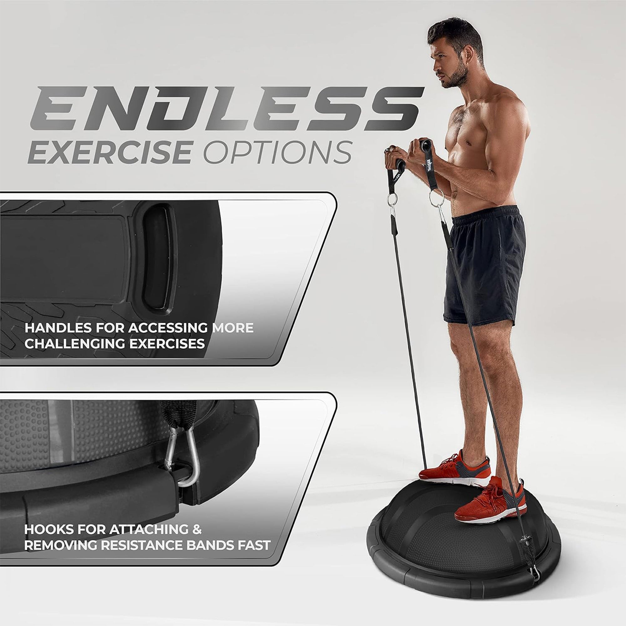 Yes4All Half Ball Balance Trainer for Full Body Workouts, 880 lb Capacity, Black - VMInnovations