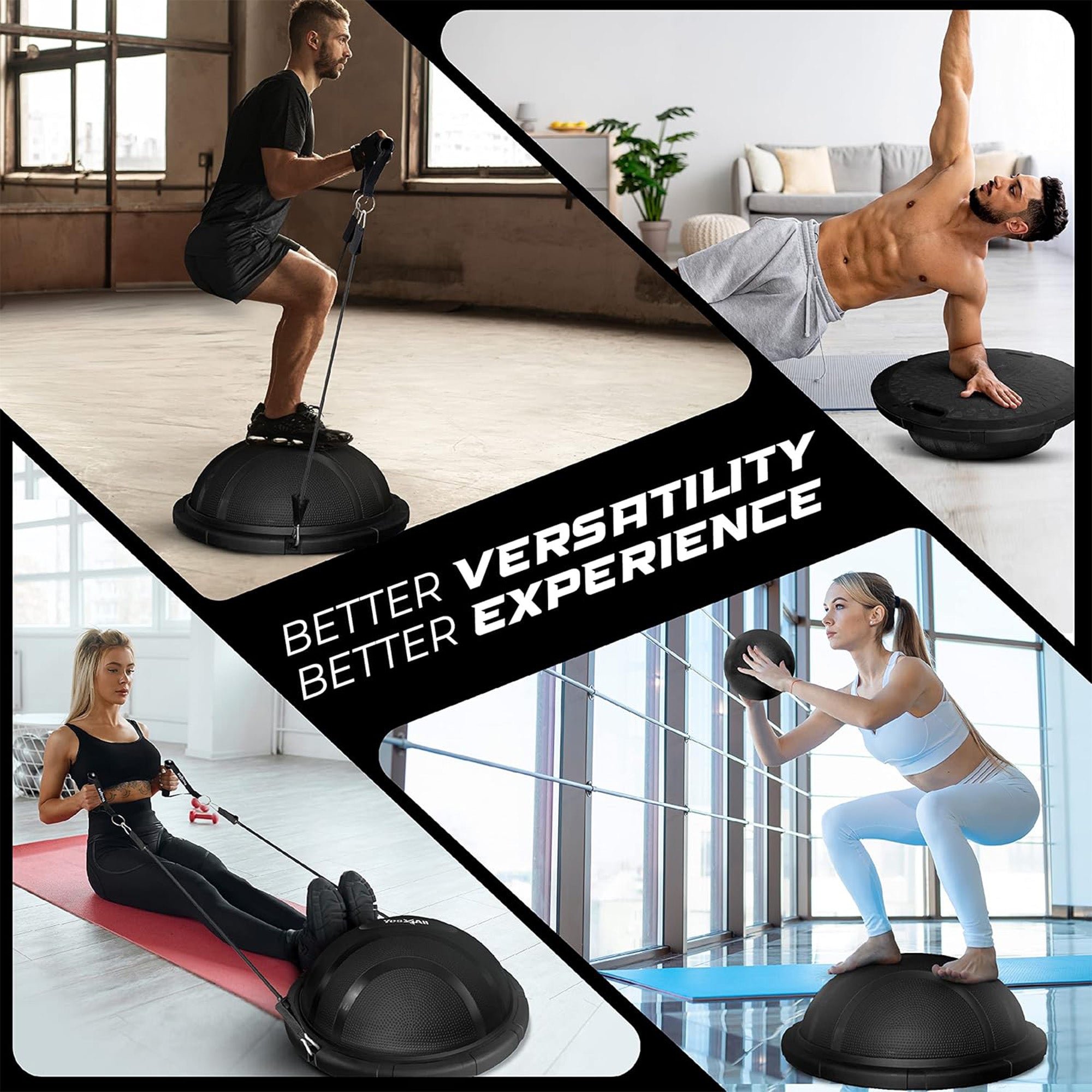 Yes4All Half Ball Balance Trainer for Full Body Workouts, 880 lb Capacity, Black - VMInnovations