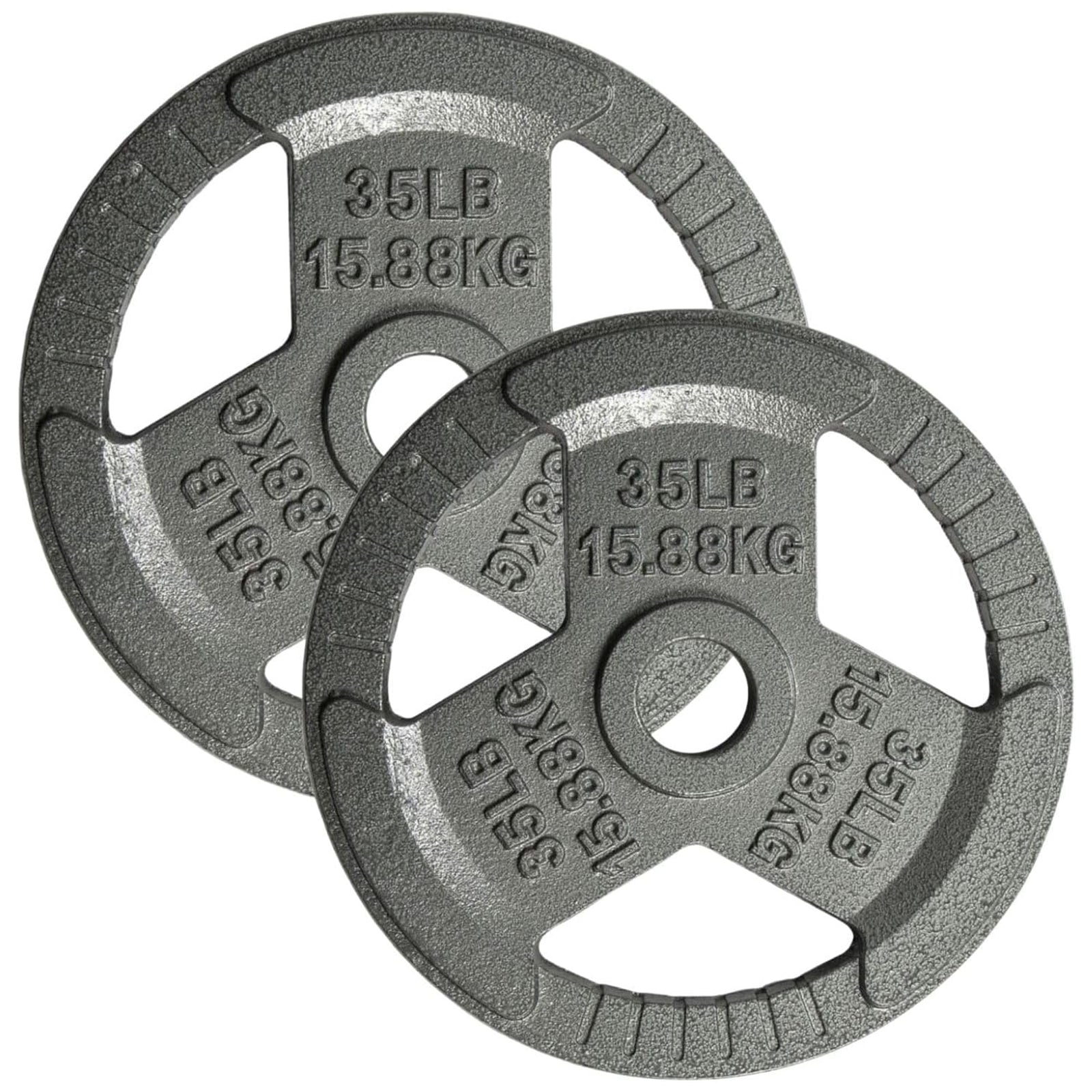 Yes4All 2 Pack Cast Iron Olympic Weight Plate with Tri-Grip Handles, 35 Pounds - VMInnovations