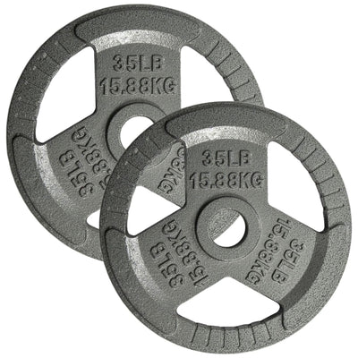 Yes4All 2 Pack Cast Iron Olympic Weight Plate with Tri-Grip Handles, 35 Pounds - VMInnovations