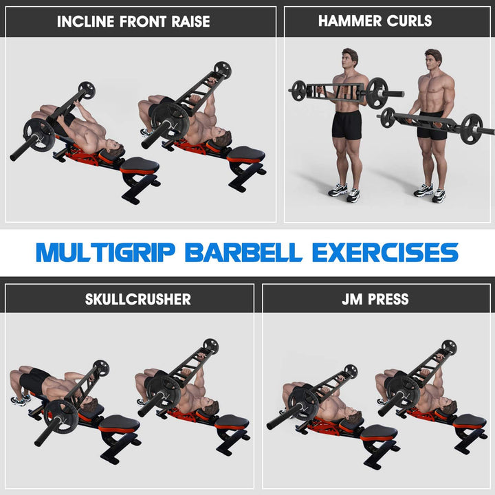 Yes4All Multi Grip Barbell, Swiss Bar with 2 Collars, Fits Olympic Weight Plates - VMInnovations