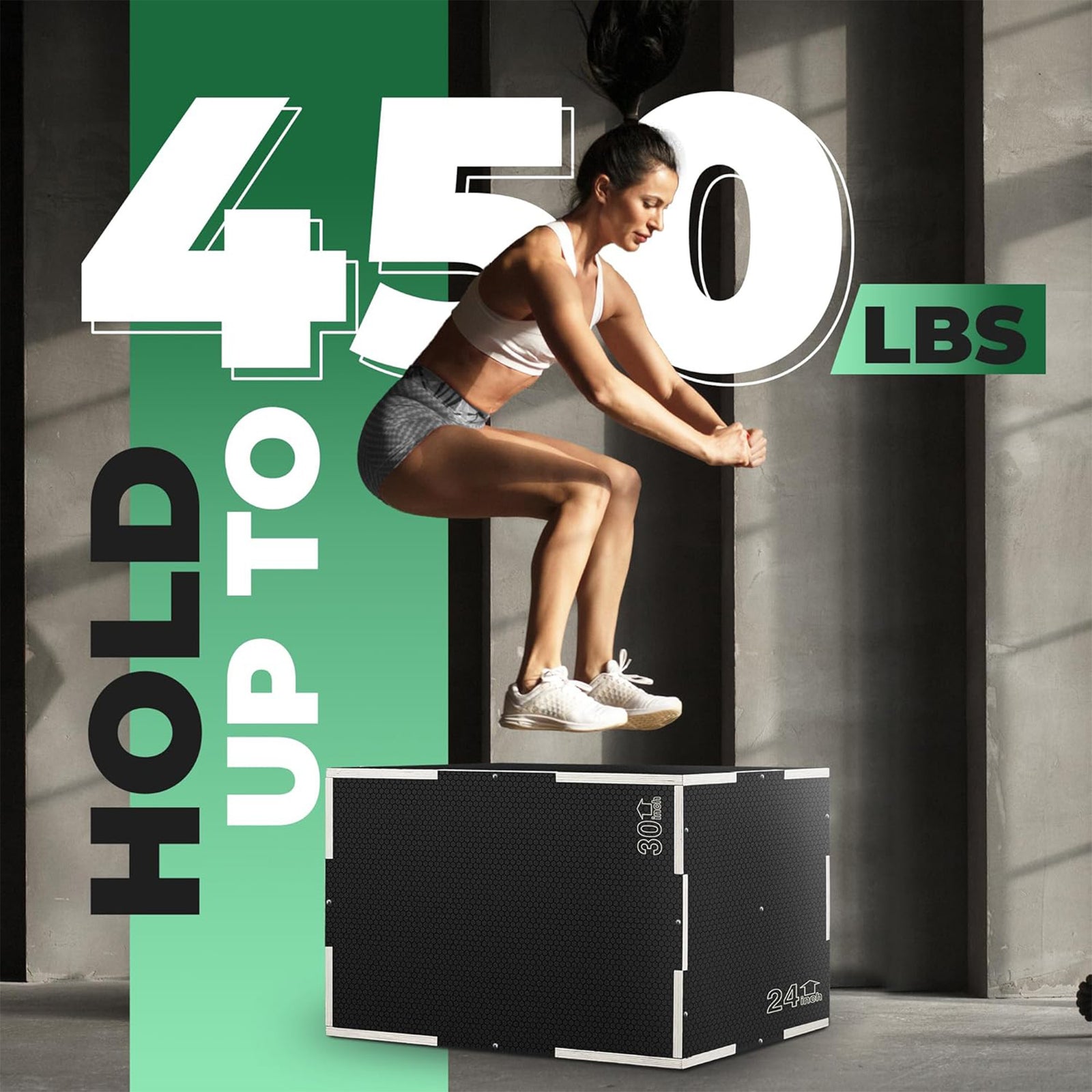 Yes4All 3-in-1 Wooden Plyo Box w/ Handles & Non-Slip Coating 20"L x 18"W x 16"H - VMInnovations
