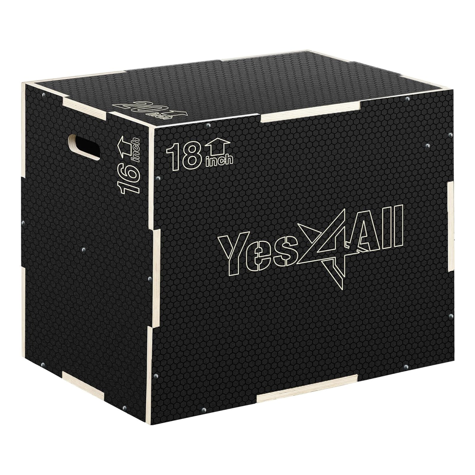 Yes4All 3-in-1 Wooden Plyo Box w/ Handles & Non-Slip Coating 20"L x 18"W x 16"H - VMInnovations