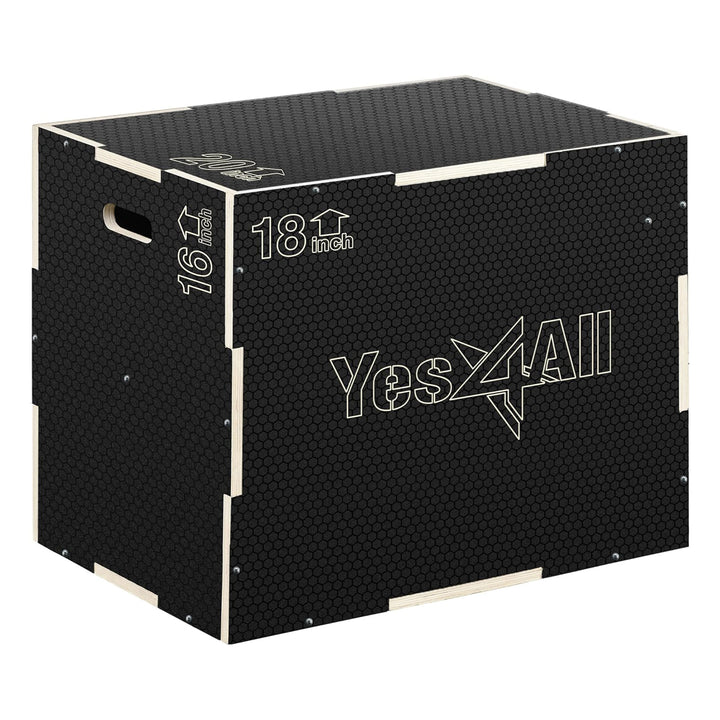 Yes4All 3-in-1 Wooden Plyo Box w/ Handles & Non-Slip Coating 20"L x 18"W x 16"H - VMInnovations