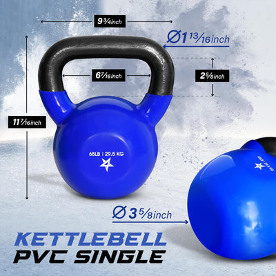 Yes4All Kettlebell, Single Vinyl Coated Cast Iron Home Gym Weight (Open Box) - VMInnovations