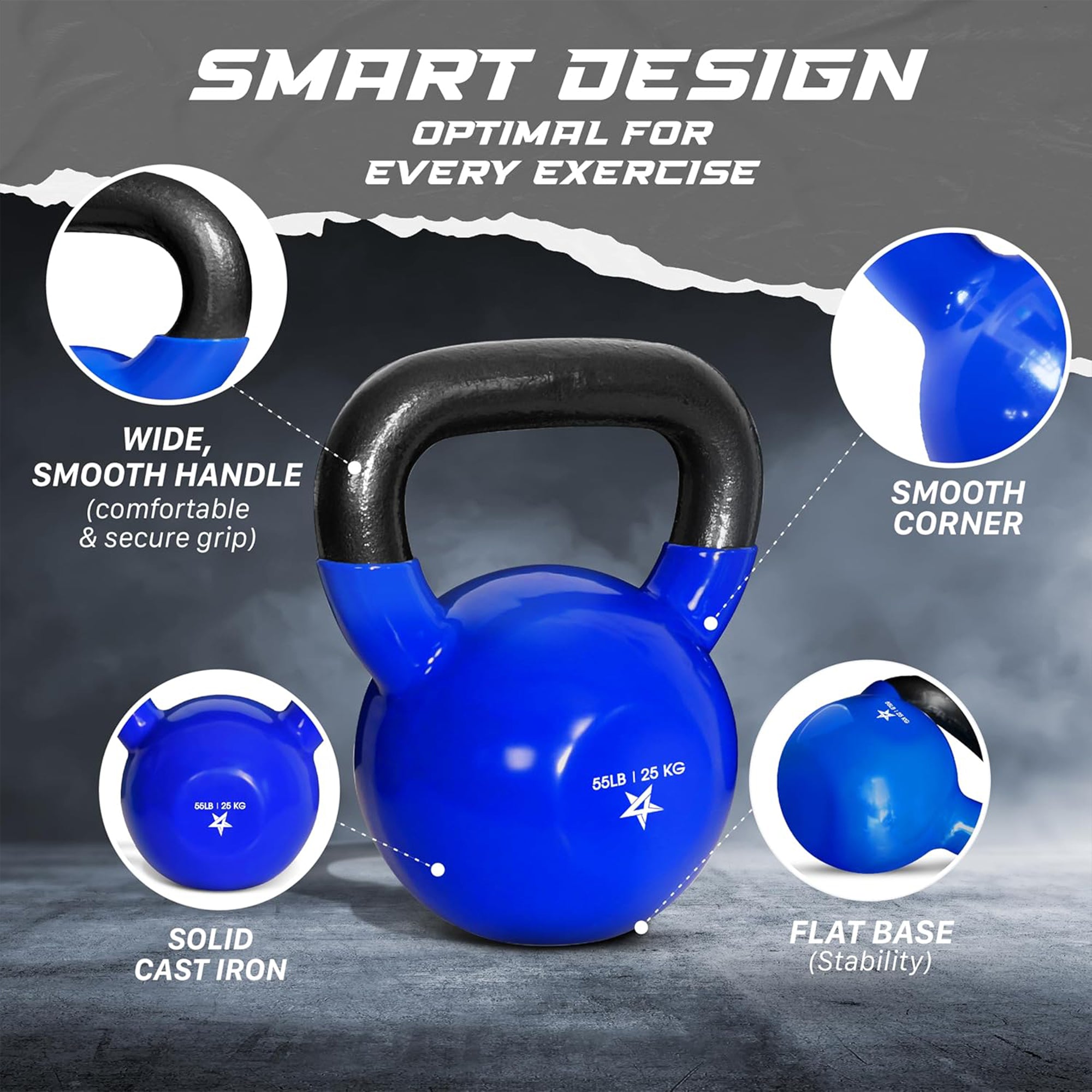 Yes4All Kettlebell, Single Vinyl Coated Cast Iron Home Gym Weight (Open Box)