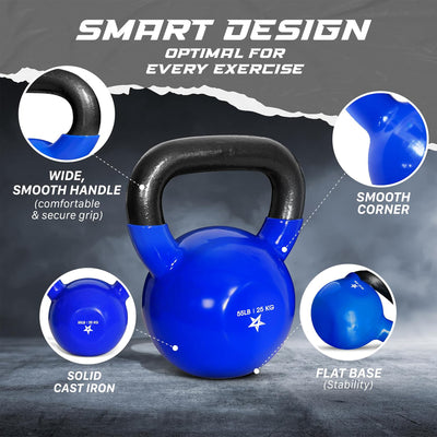 Yes4All Kettlebell, Single Vinyl Coated Cast Iron Home Gym Weight (Open Box) - VMInnovations