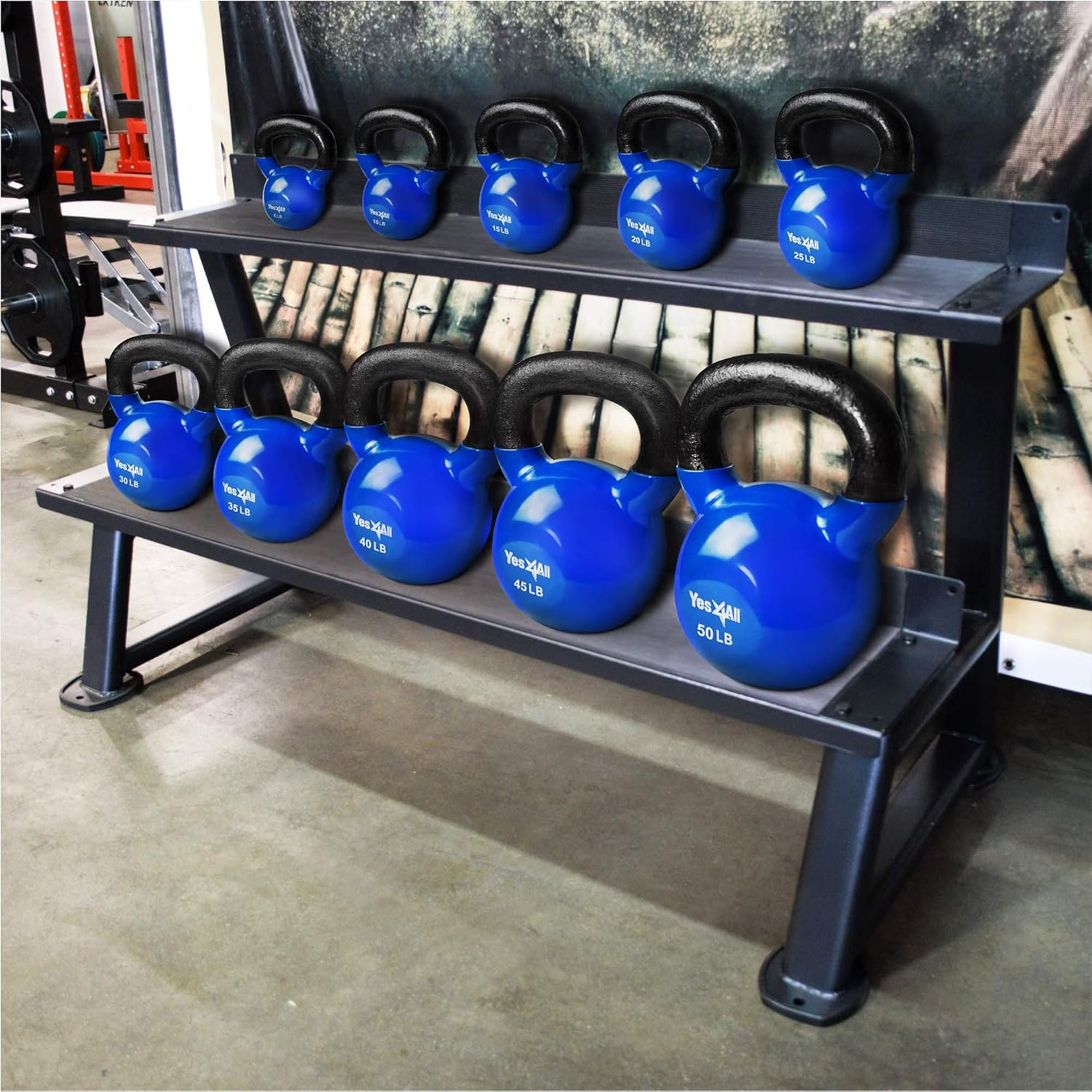 Yes4All 15, 20, & 25 Pound Kettlebell Set, Vinyl Coated Iron Weights(Open Box)