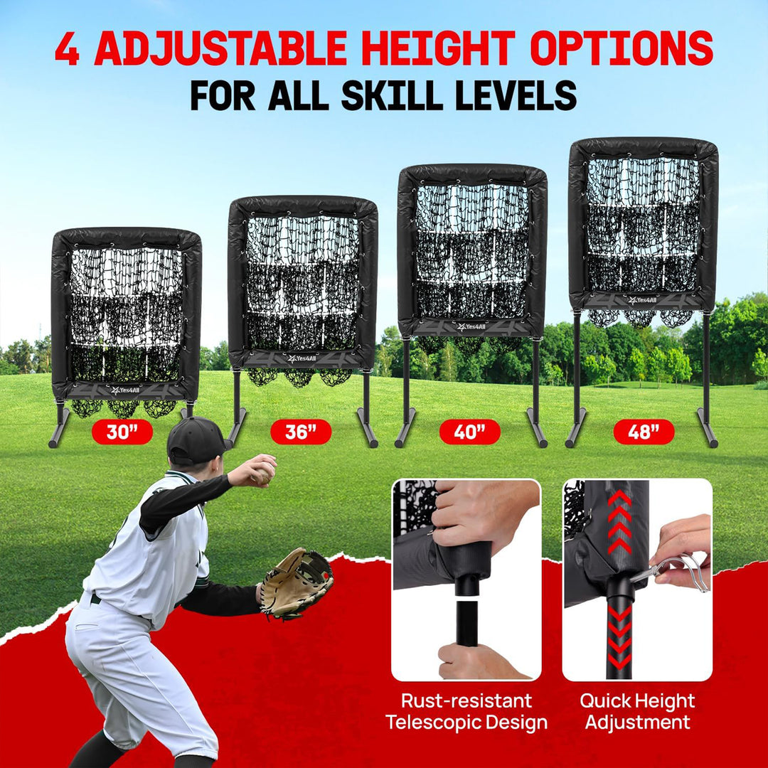 Yes4All Portable 9 Holes Baseball & Softball Pitching Net w/ Strike Zone, Black