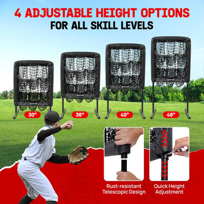 Yes4All Portable 9 Holes Baseball & Softball Pitching Net w/ Strike Zone, Black - VMInnovations