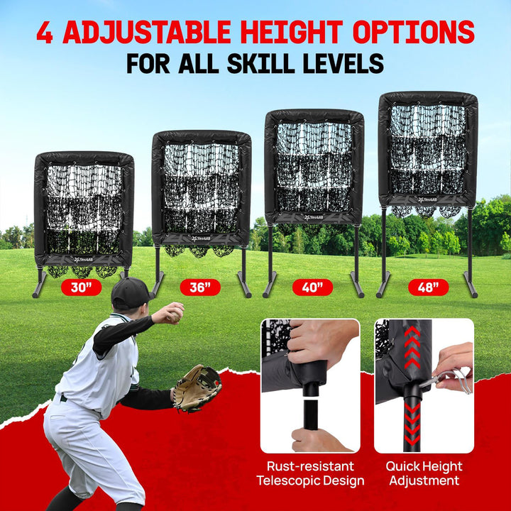 Yes4All Portable 9 Holes Baseball & Softball Pitching Net w/ Strike Zone, Black
