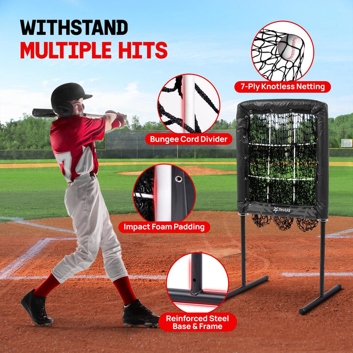 Yes4All Portable 9 Holes Baseball & Softball Pitching Net w/ Strike Zone, Black