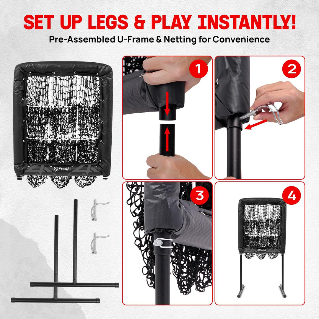 Yes4All Portable 9 Holes Baseball & Softball Pitching Net w/ Strike Zone, Black