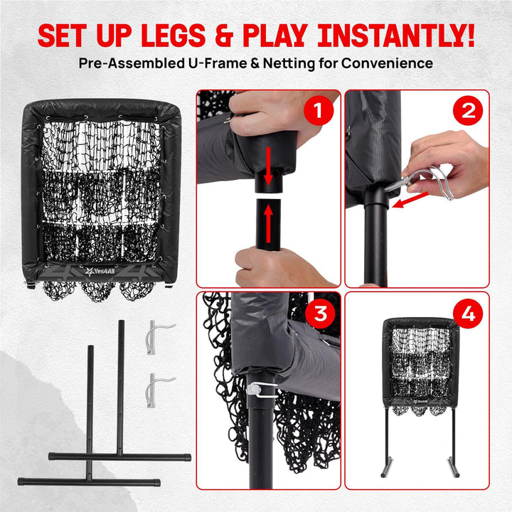 Yes4All Portable 9 Holes Baseball & Softball Pitching Net w/ Strike Zone, Black