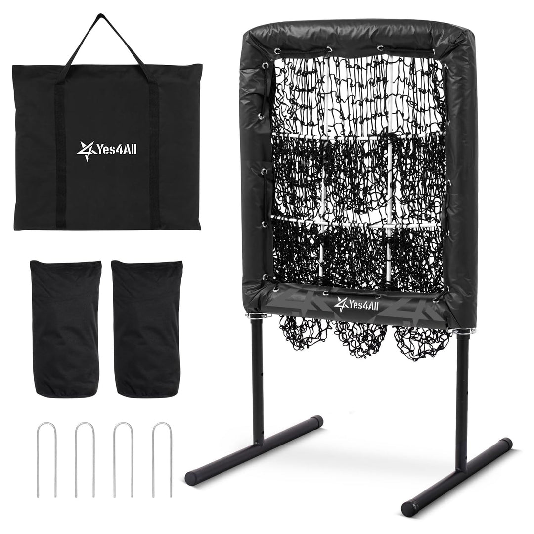 Yes4All Portable 9 Holes Baseball & Softball Pitching Net w/ Strike Zone, Black