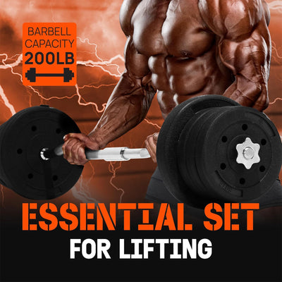 Yes4All 1" Barbell Strength Training Weight Set with (2) 10lb and (6) 5lb Plates