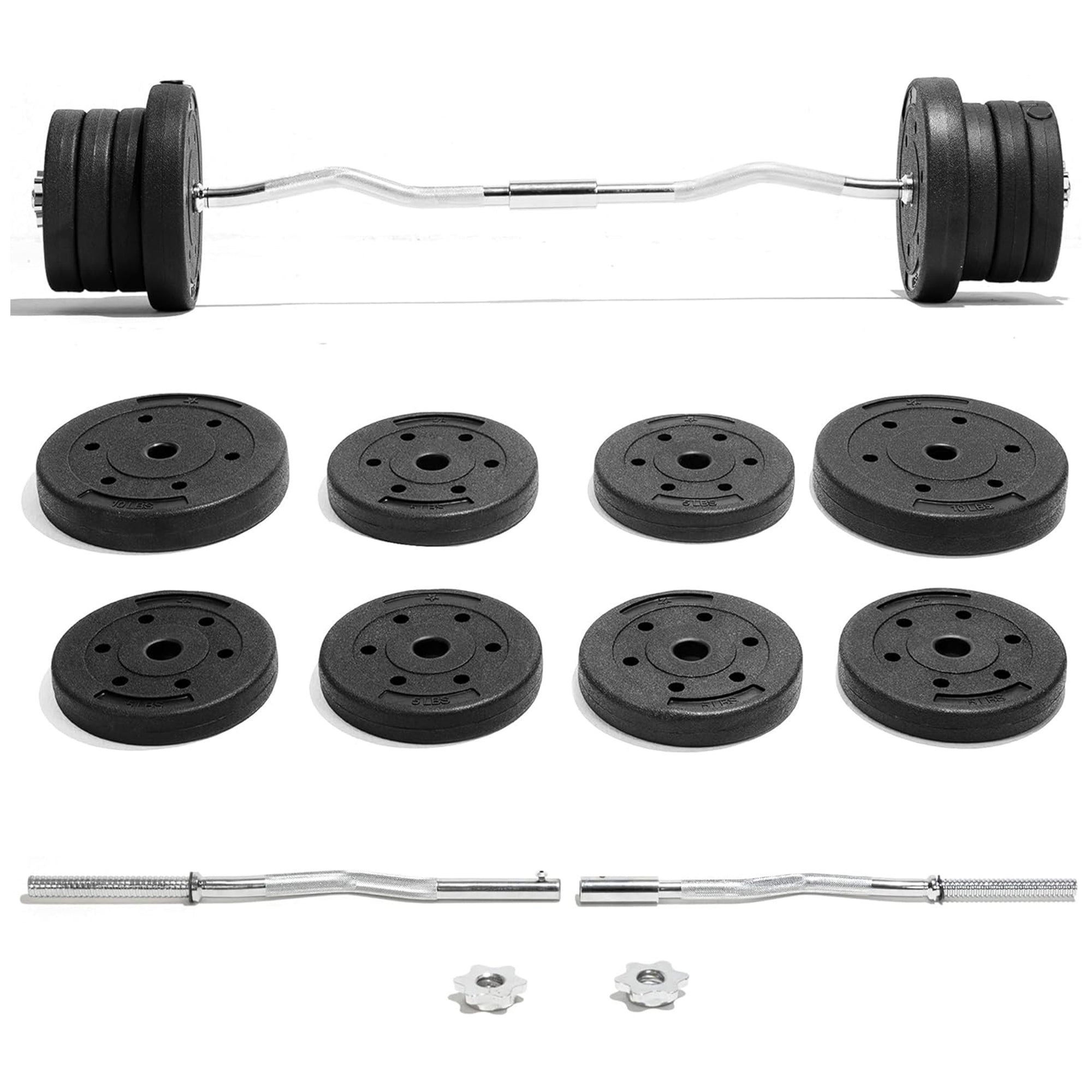 Yes4All 1" Barbell Strength Training Weight Set with (2) 10lb and (6) 5lb Plates