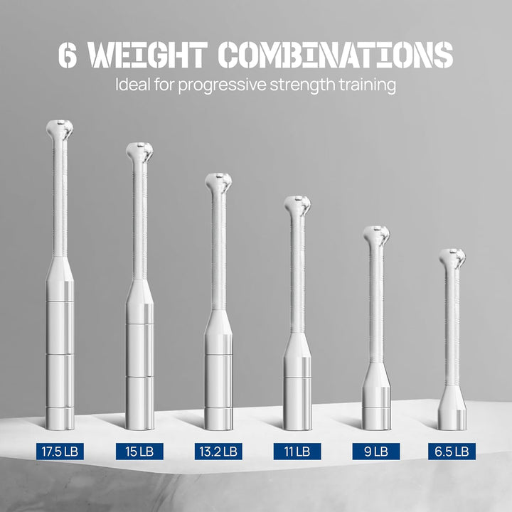 Yes4All Metal Adjustable 6-in-1 Steel Club for Full Body Workouts, 6.5-17.5 lbs