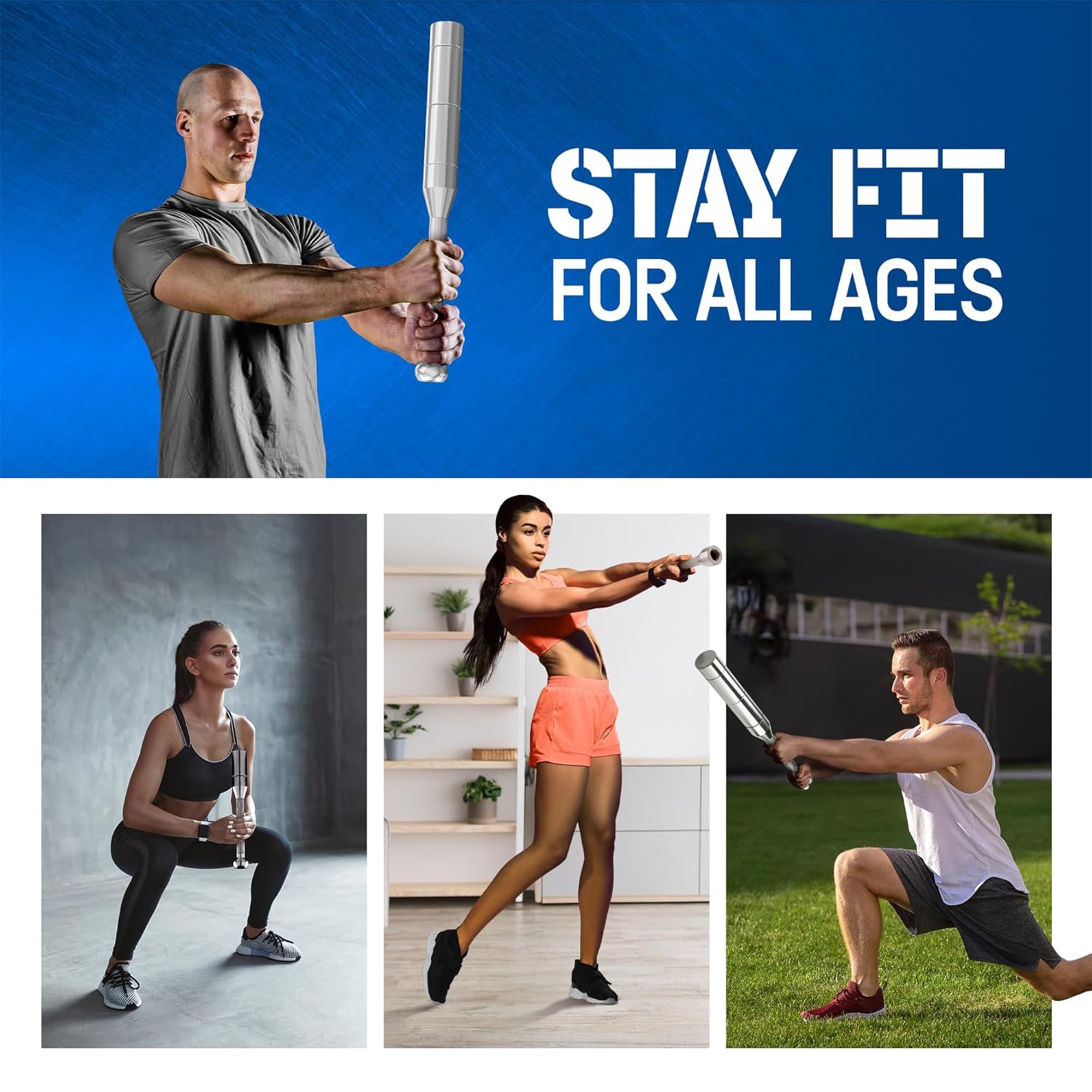 Yes4All Metal Adjustable 6-in-1 Steel Club for Full Body Workouts, (Open Box)