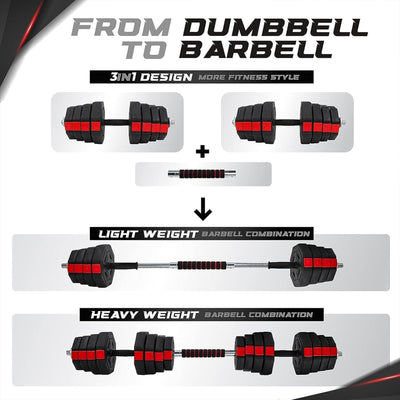 Yes4All Adjustable Dumbbell Set, Non-Slip Grip Free Weights, 66 lbs & Connector - VMInnovations