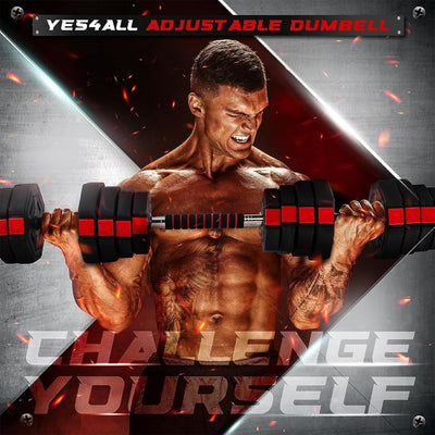 Yes4All Adjustable Dumbbell Set, Non-Slip Grip Free Weights, 66 lbs & Connector - VMInnovations