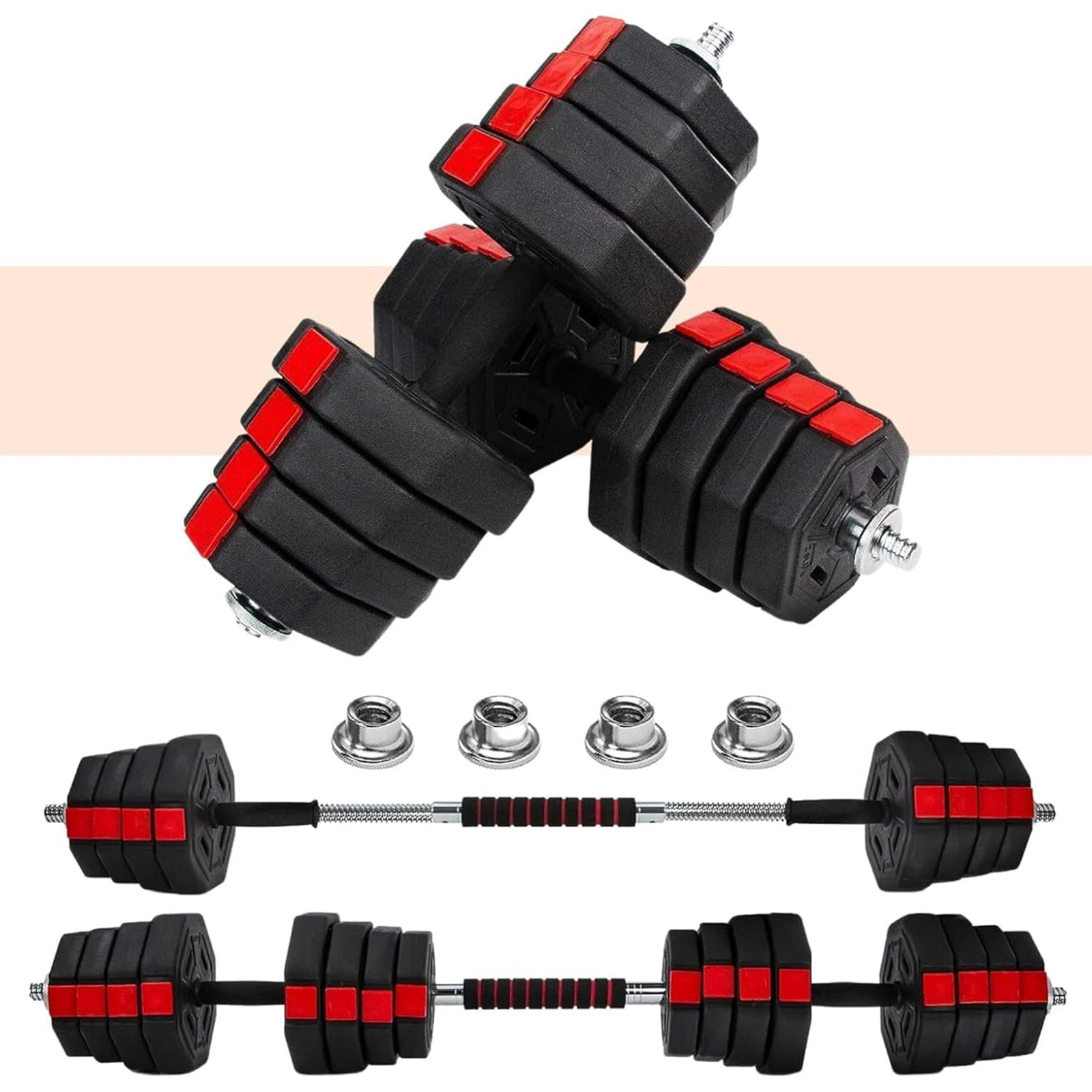 Yes4All Adjustable Dumbbell Set, Non-Slip Grip Free Weights, 66 lbs & Connector - VMInnovations