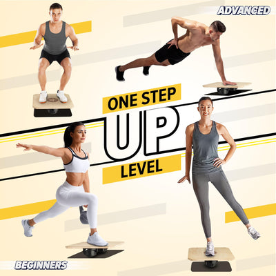 Yes4All 350Lbs Adjustable Wooden Balance Board, 20" x 20" Birch Rocker Board - VMInnovations
