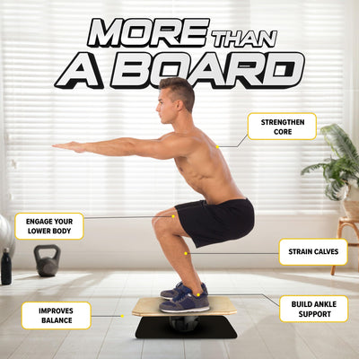 Yes4All 350Lbs Adjustable Wooden Balance Board, 20" x 20" Birch Rocker Board - VMInnovations