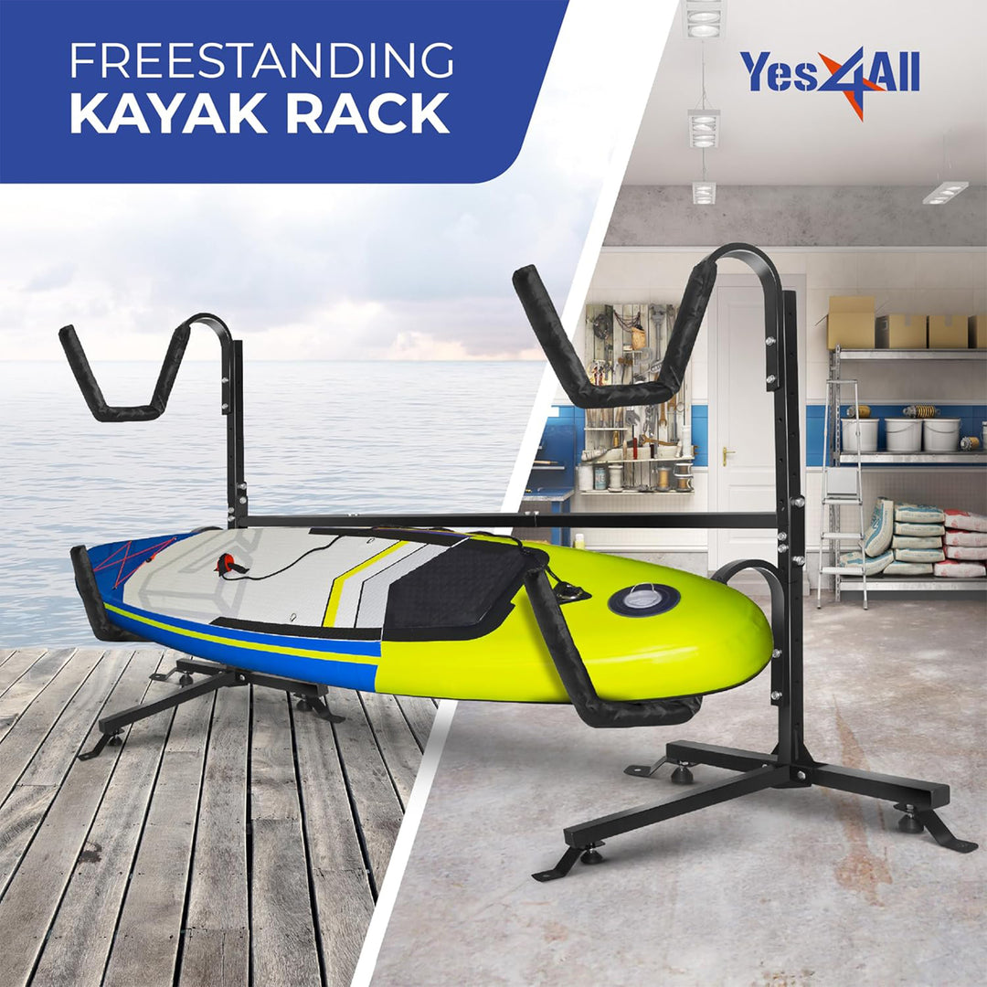 Yes4All Freestanding Double Kayak Rack, Steel Board Stand, 175 Pound Capacity - VMInnovations