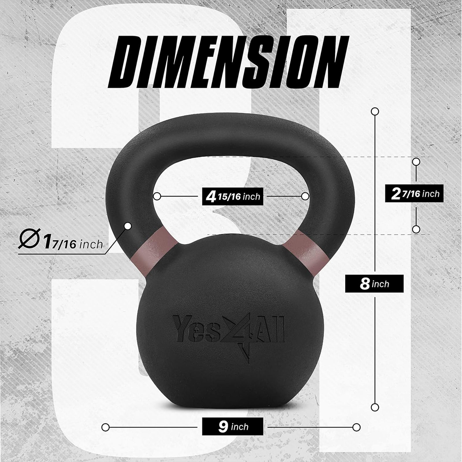 Yes4All 31 Pound Kettlebells, 1 Pair Powder Coated Cast Iron Weights, Brown - VMInnovations