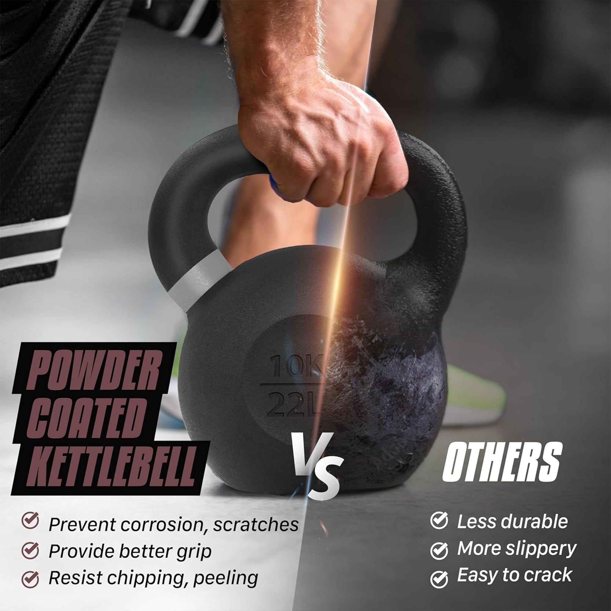 Yes4All 31 Pound Kettlebells, 1 Pair Powder Coated Cast Iron Weights, Brown - VMInnovations
