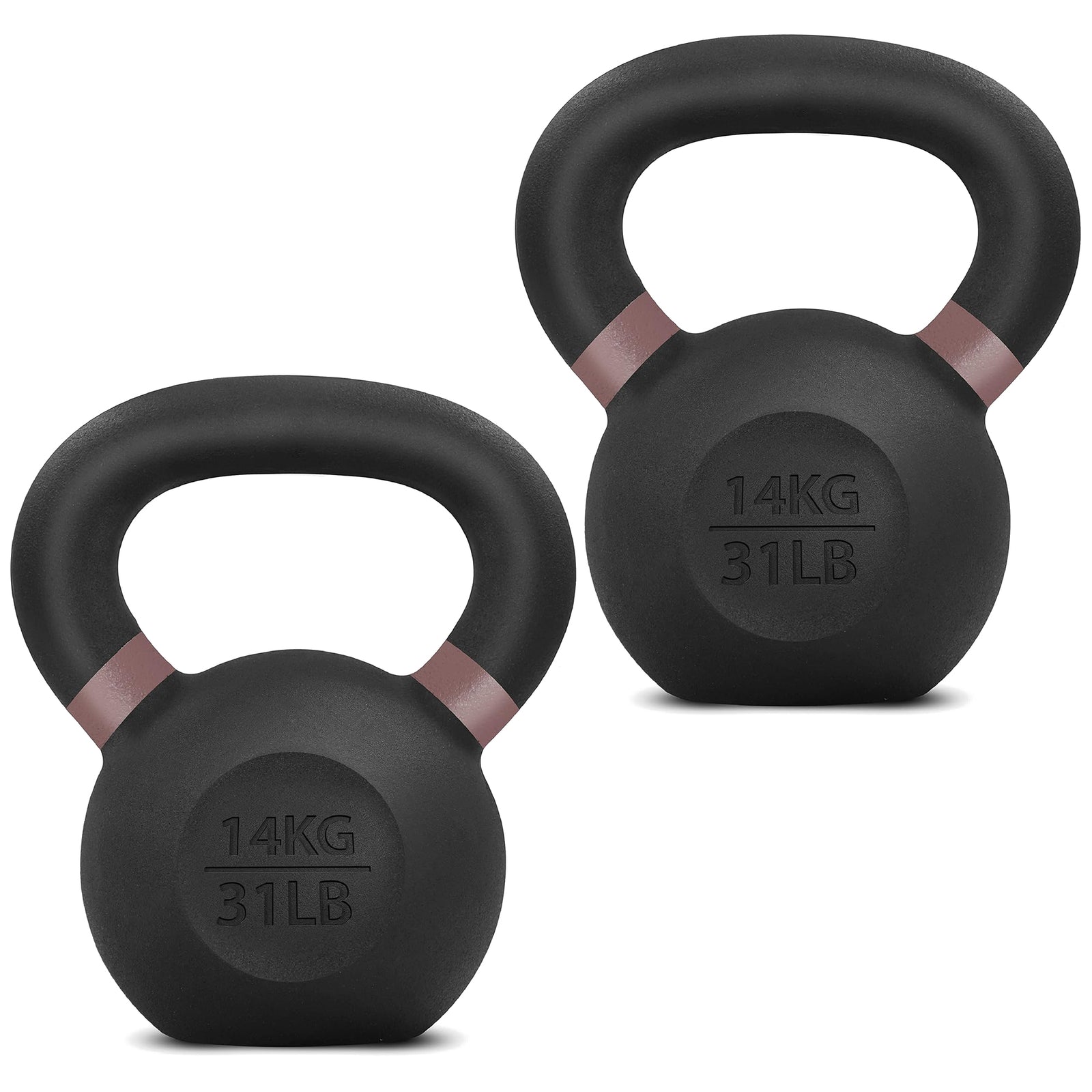 Yes4All 31 Pound Kettlebells, 1 Pair Powder Coated Cast Iron Weights, Brown - VMInnovations
