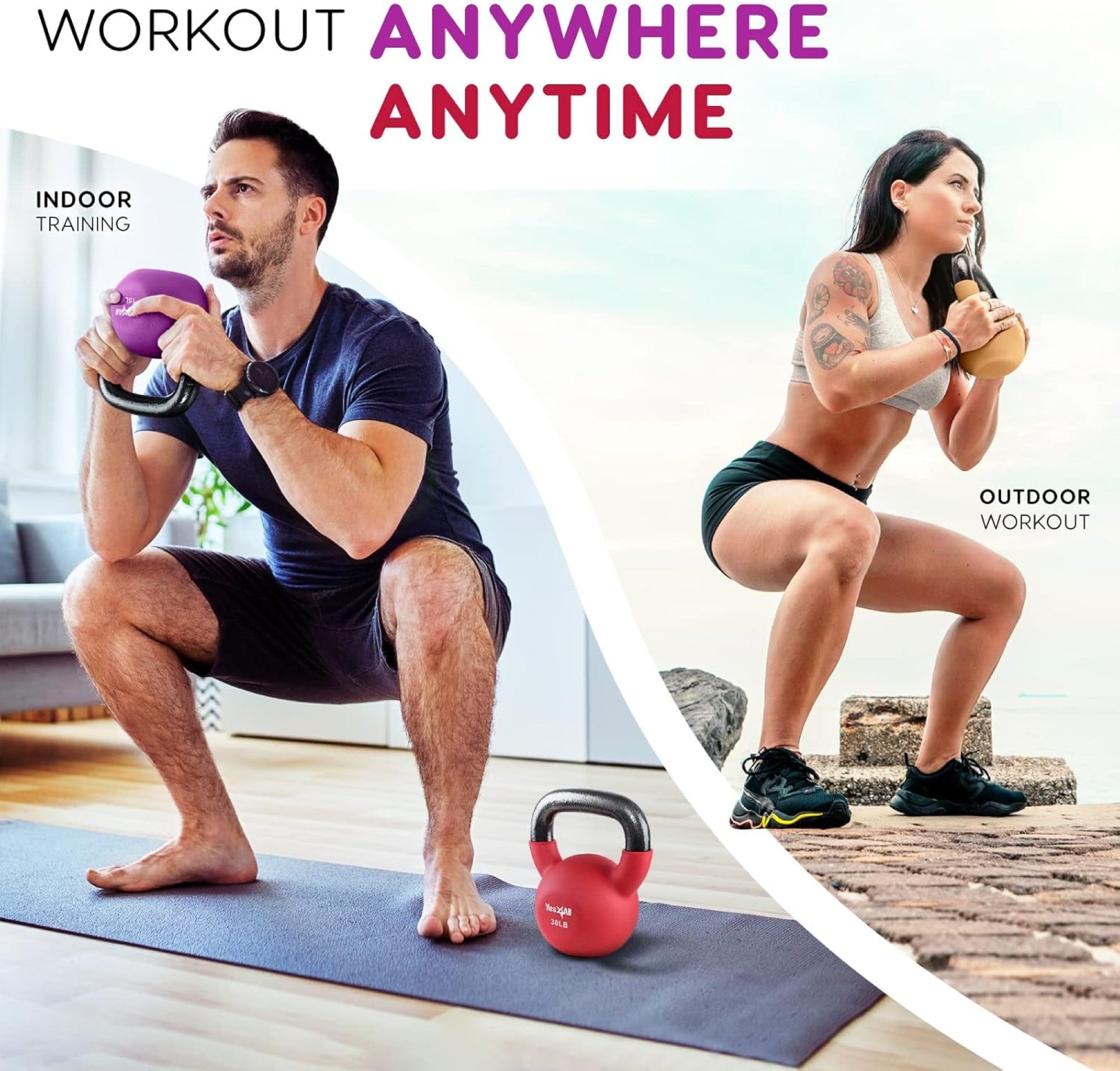 Yes4All 65 Pound Kettlebell, Single Neoprene Coated Cast Iron Weights,Dark Green - VMInnovations