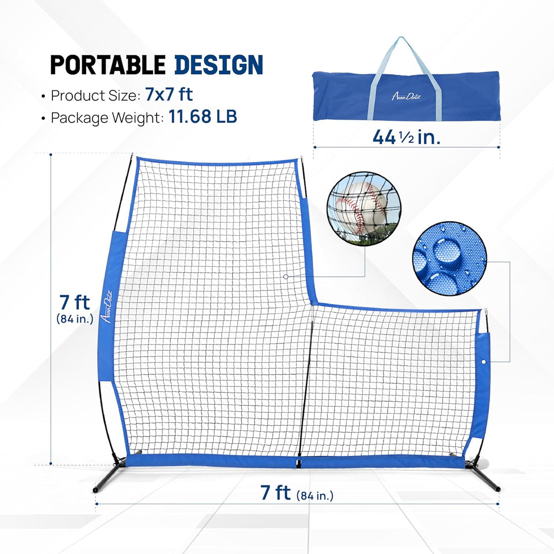 Yes4All 7ft x 7ft Baseball L-Screen Net, Light for Batting & Pitching, Blue