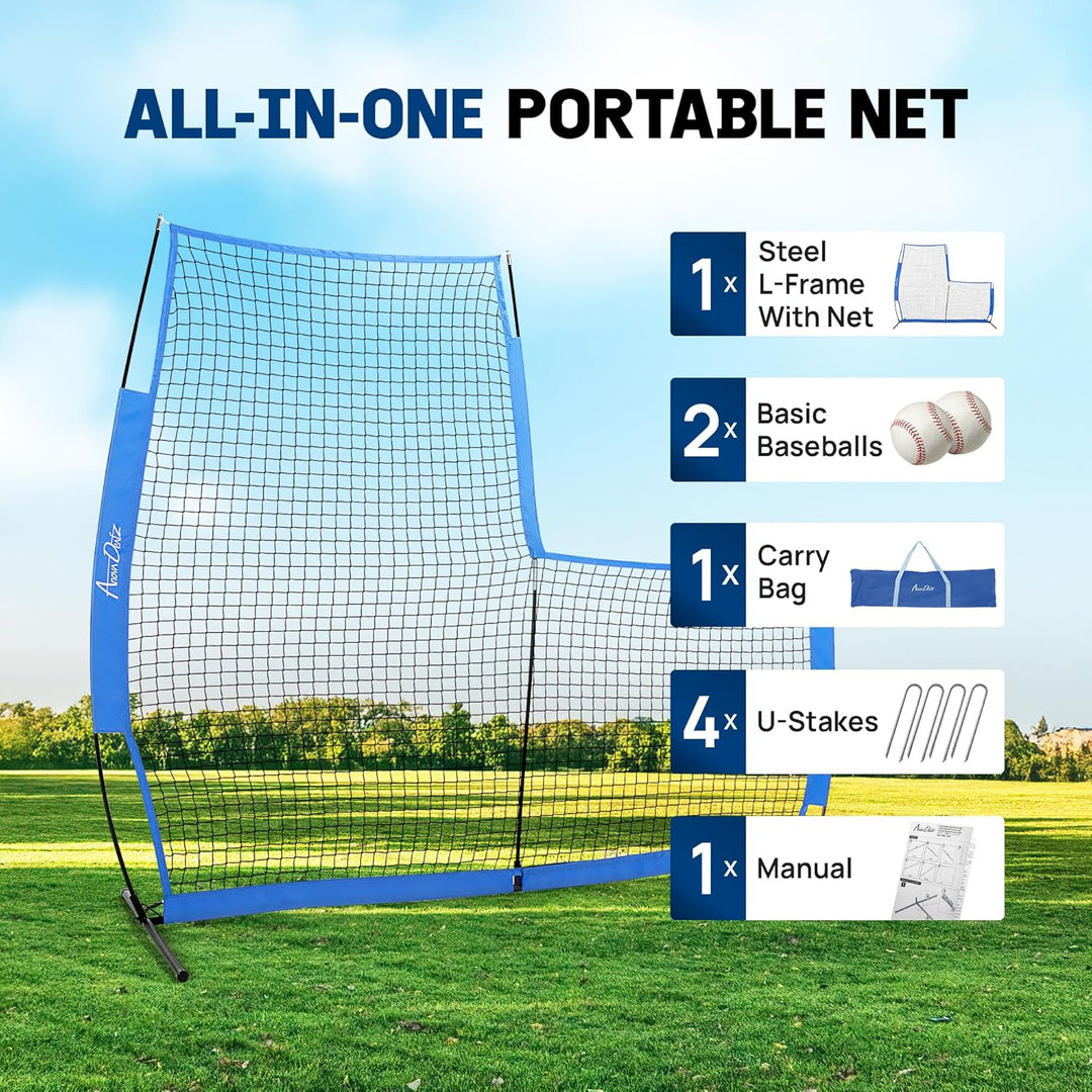 Yes4All 7ft x 7ft Baseball L-Screen Net, Light for Batting & Pitching, Blue