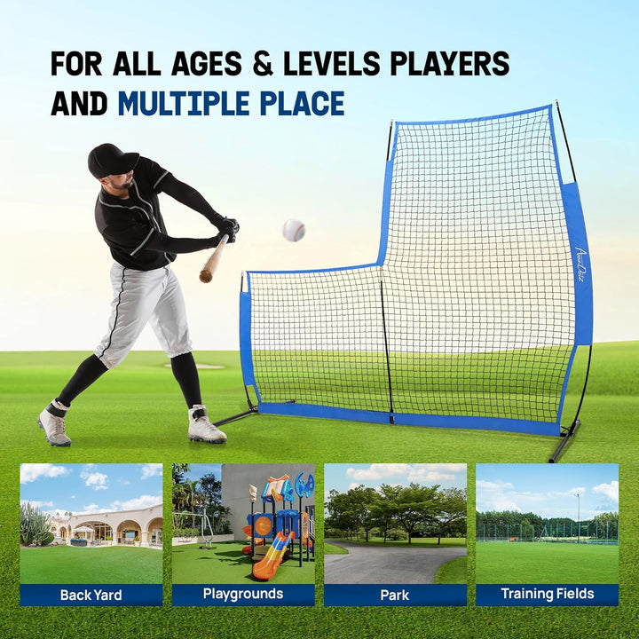 Yes4All 7ft x 7ft Baseball L-Screen Net, Light for Batting & Pitching, Blue