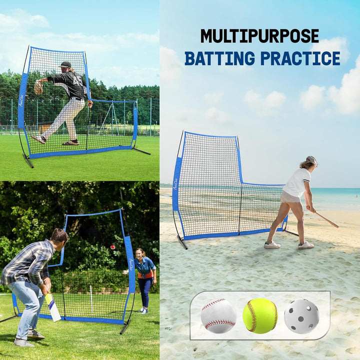 Yes4All 7ft x 7ft Baseball L-Screen Net, Light for Batting & Pitching, Blue